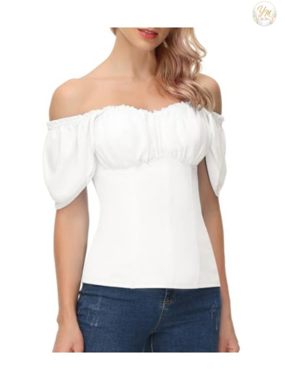 Renaissance Off Shoulder Peasant Top Women Chiffon Dual-Layer Sleeves Blouse